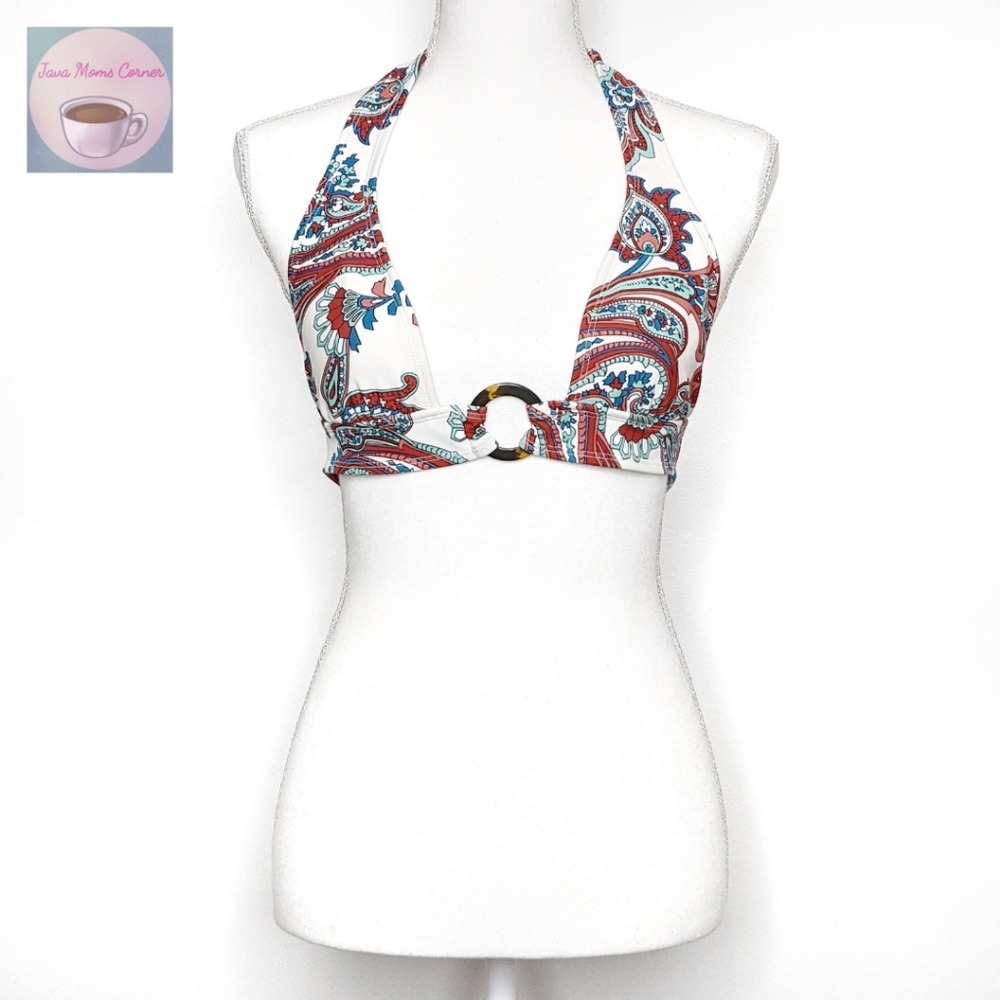 Gap Body Triangle Halter Bikini Top Paisley Blue